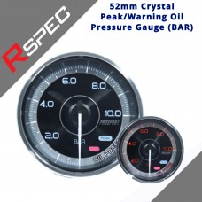 R-SPEC 52mm Crystal Peak/Warning Oil Pressure Gauge (BAR) Car Gauge